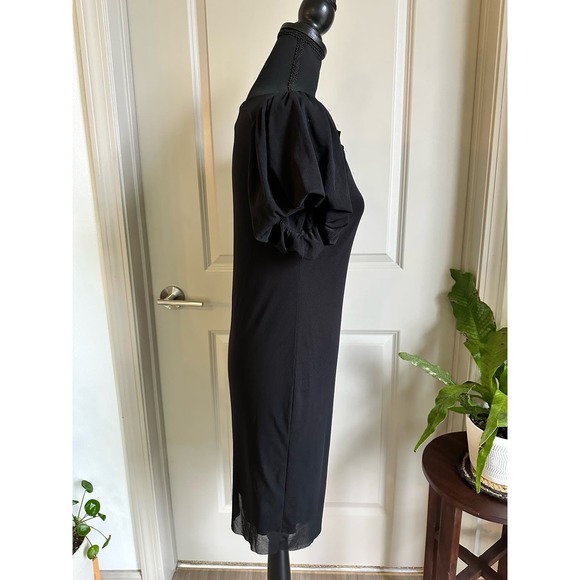 Vivienne Tam Vintage Floral Applique Black Stretch Mesh Dress Sz. P/XS - Picture 6 of 10